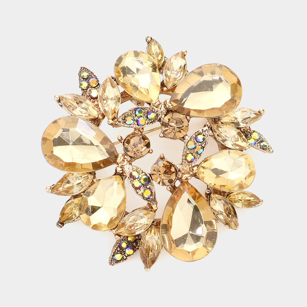 Teardrop Crystal Wreath Brooch