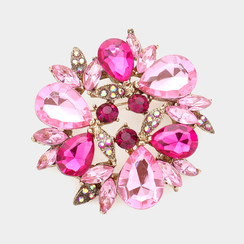 Teardrop Crystal Wreath Brooch