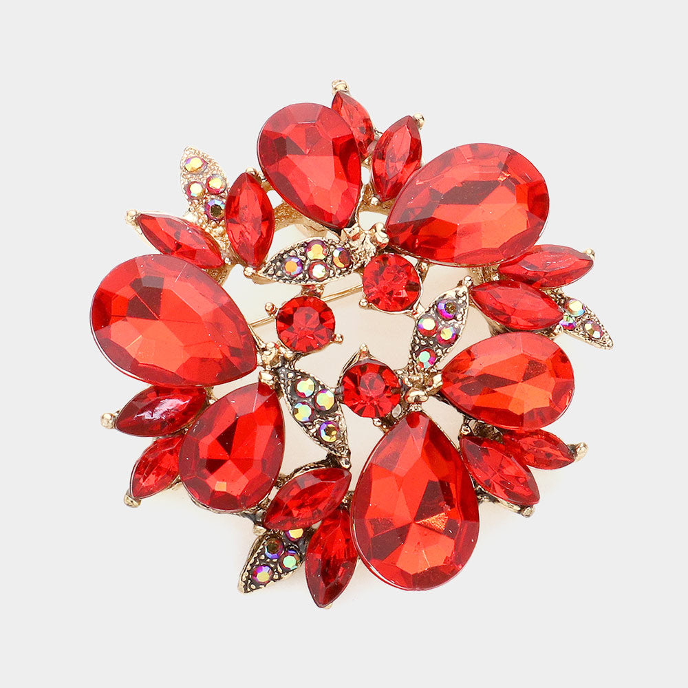 Teardrop Crystal Wreath Brooch