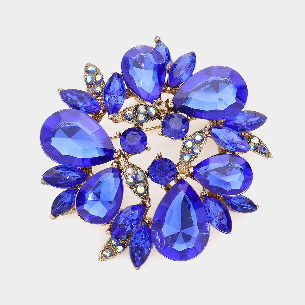 Teardrop Crystal Wreath Brooch