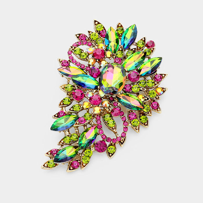 Crystal Leaf Bouquet Brooch & Pendant