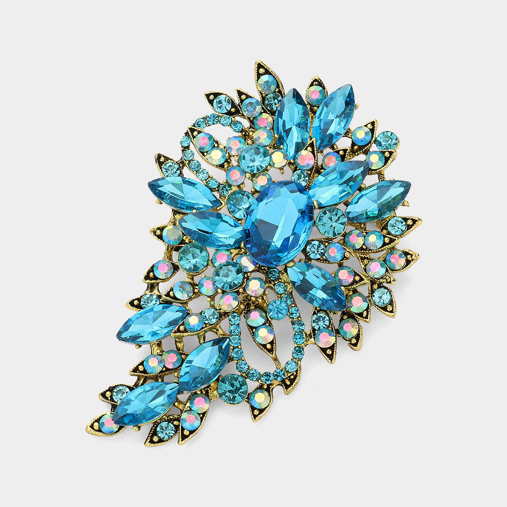 Crystal Leaf Bouquet Brooch & Pendant