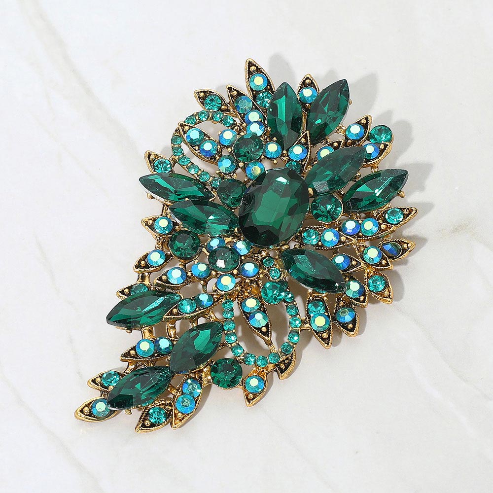 Crystal Leaf Bouquet Brooch & Pendant