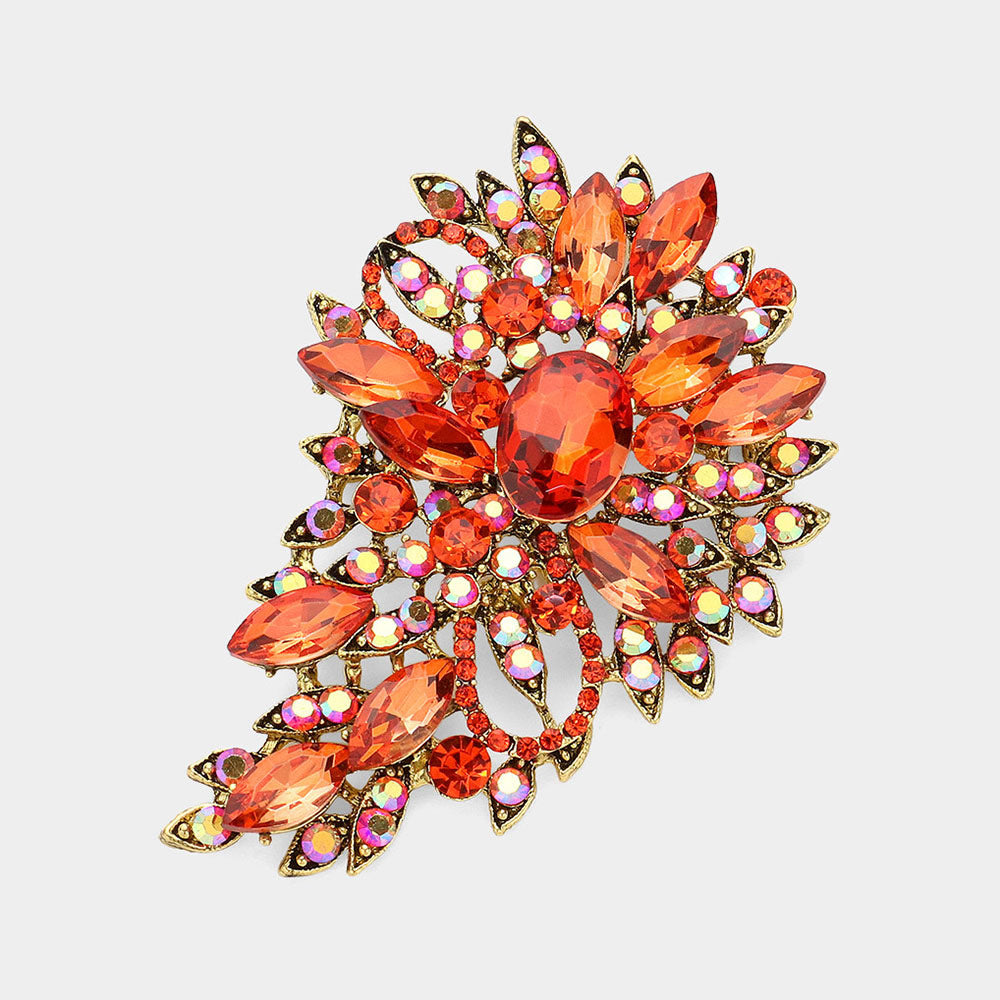 Crystal Leaf Bouquet Brooch & Pendant