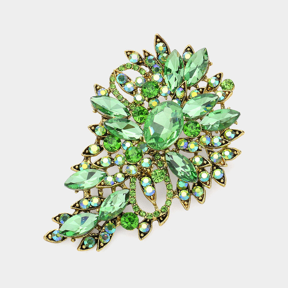 Crystal Leaf Bouquet Brooch & Pendant