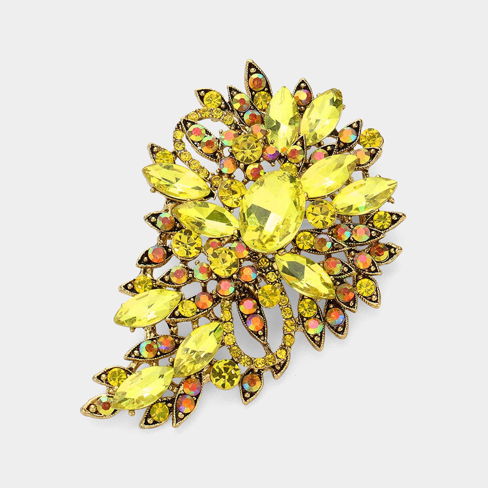 Crystal Leaf Bouquet Brooch & Pendant