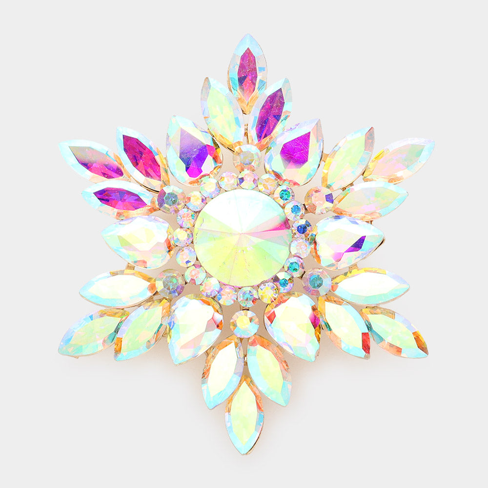 Marquise Crystal Cluster Statement Brooch