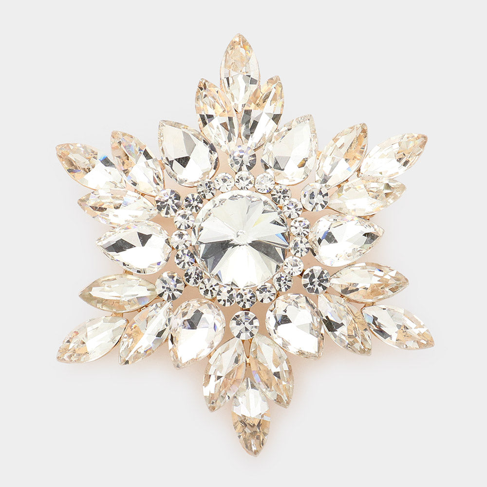 Marquise Crystal Cluster Statement Brooch