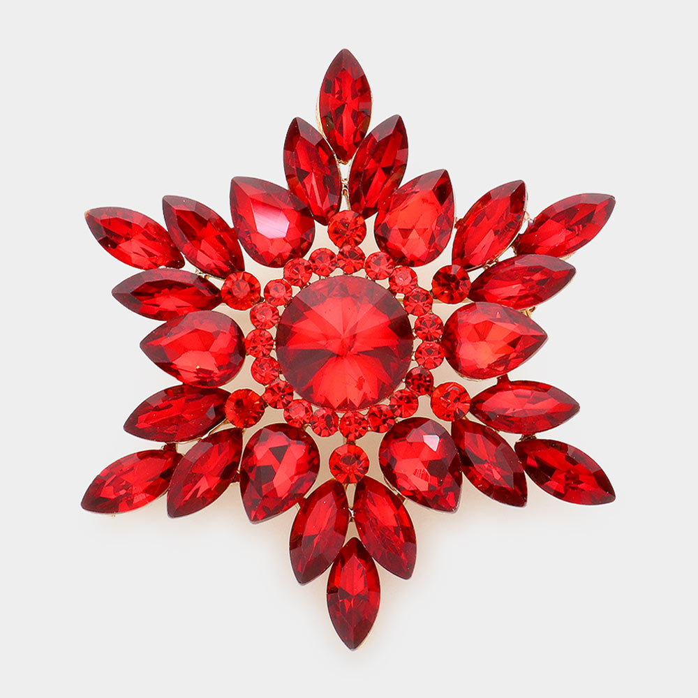 Marquise Crystal Cluster Statement Brooch