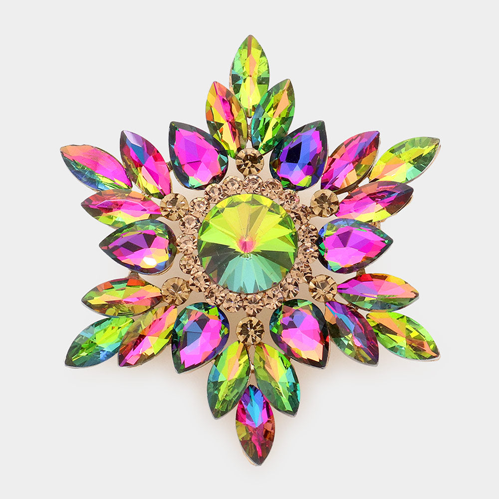 Marquise Crystal Cluster Statement Brooch