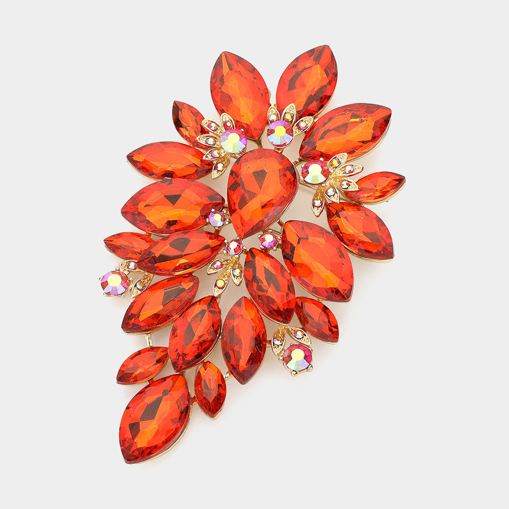 Oversized Marquise Crystal Cluster Brooch