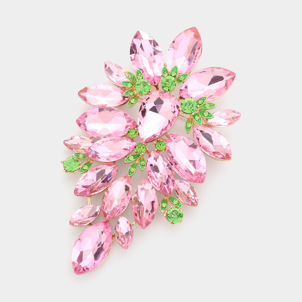 Oversized Marquise Crystal Cluster Brooch