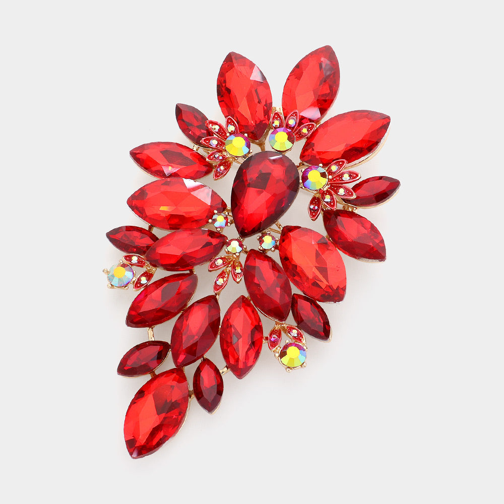 Oversized Marquise Crystal Cluster Brooch