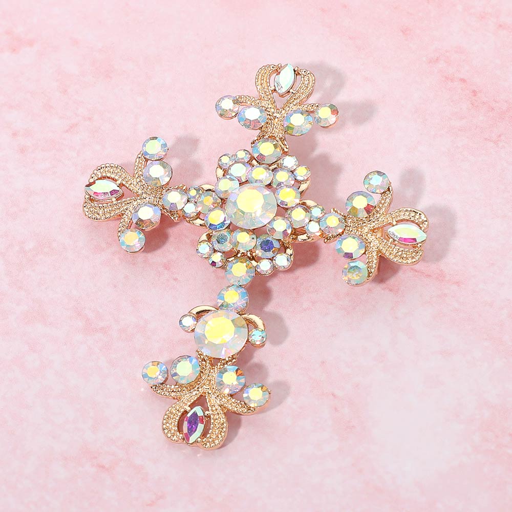 Crystal Cross Brooch