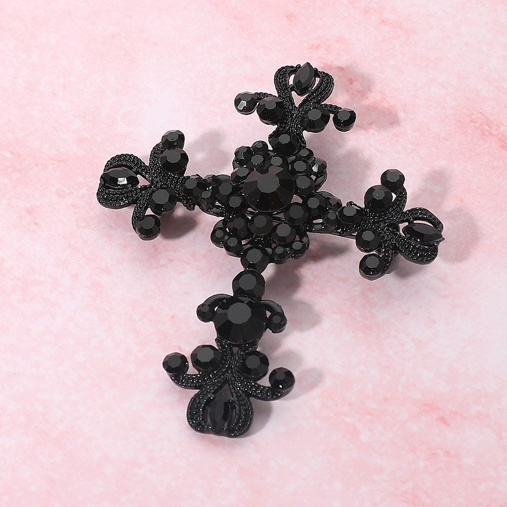 Crystal Cross Brooch