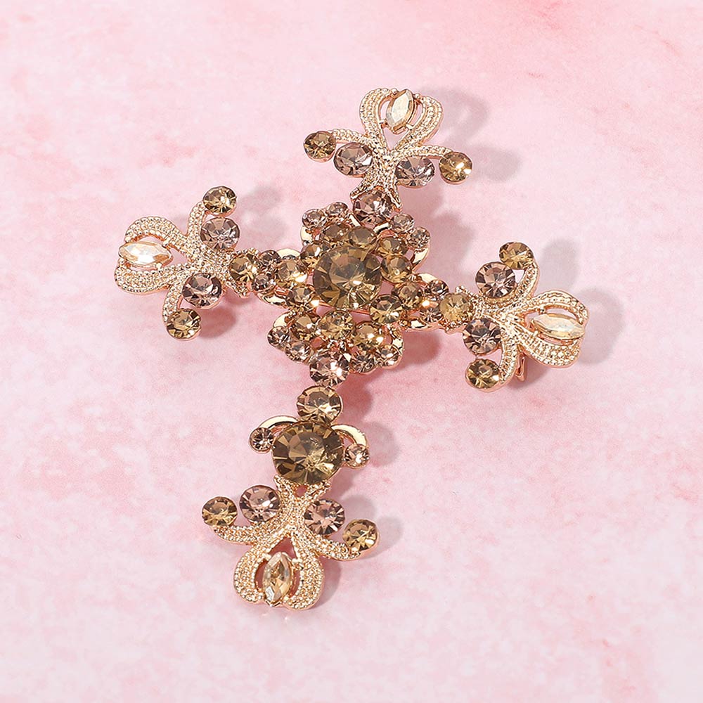Crystal Cross Brooch