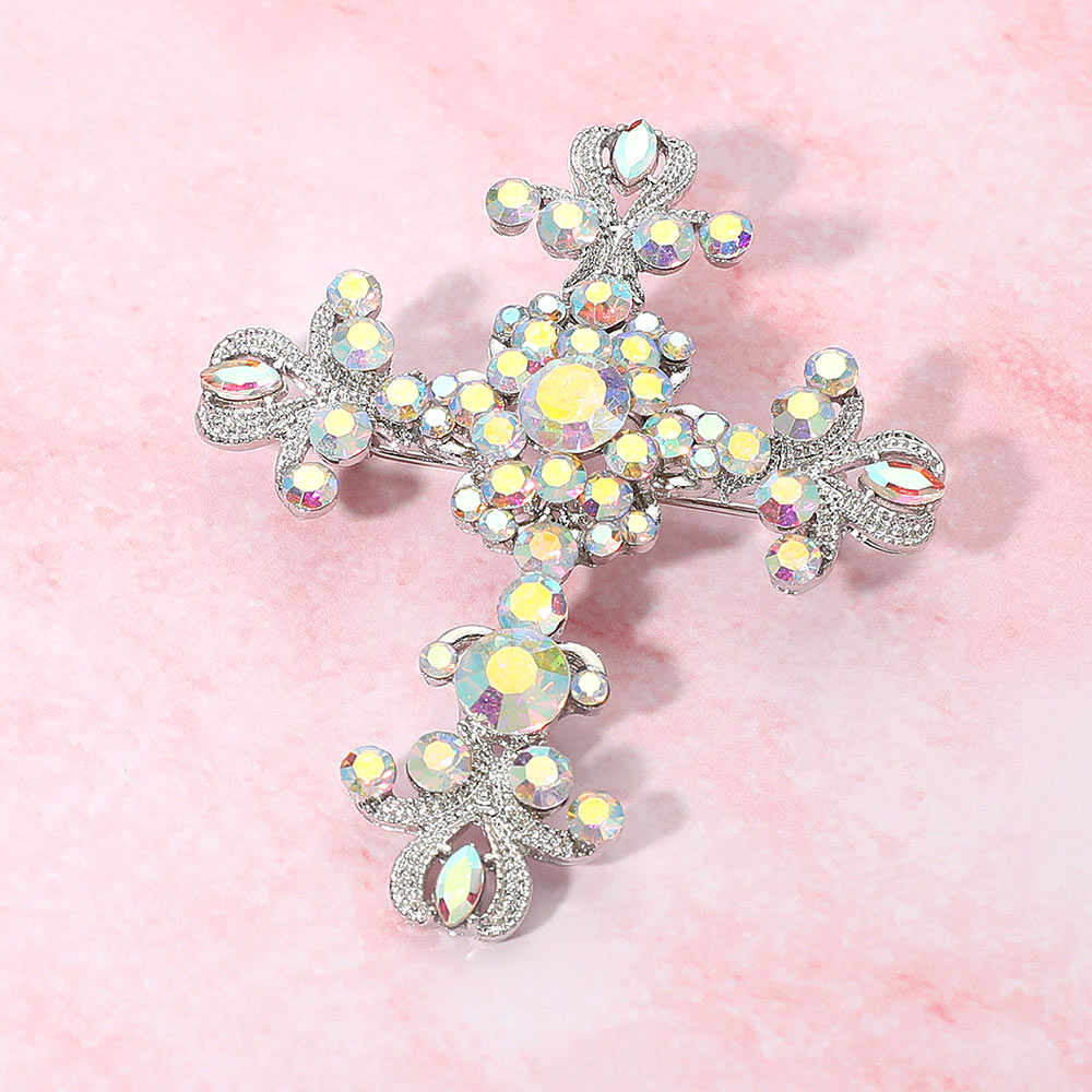 Crystal Cross Brooch