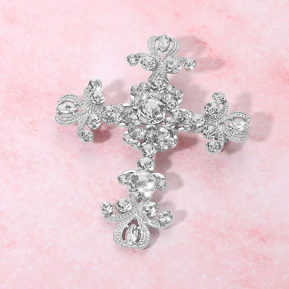 Crystal Cross Brooch