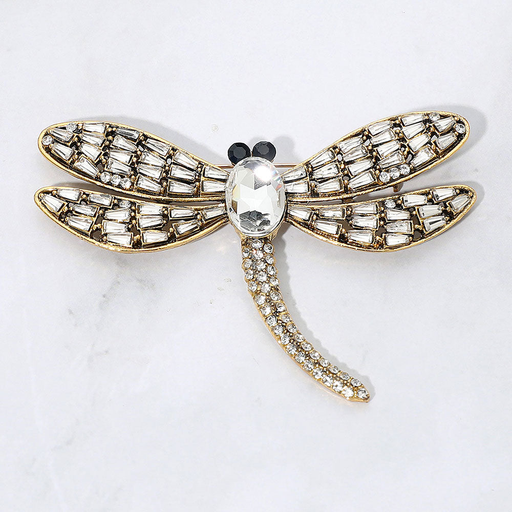 Crystal Wing Dragonfly Brooch
