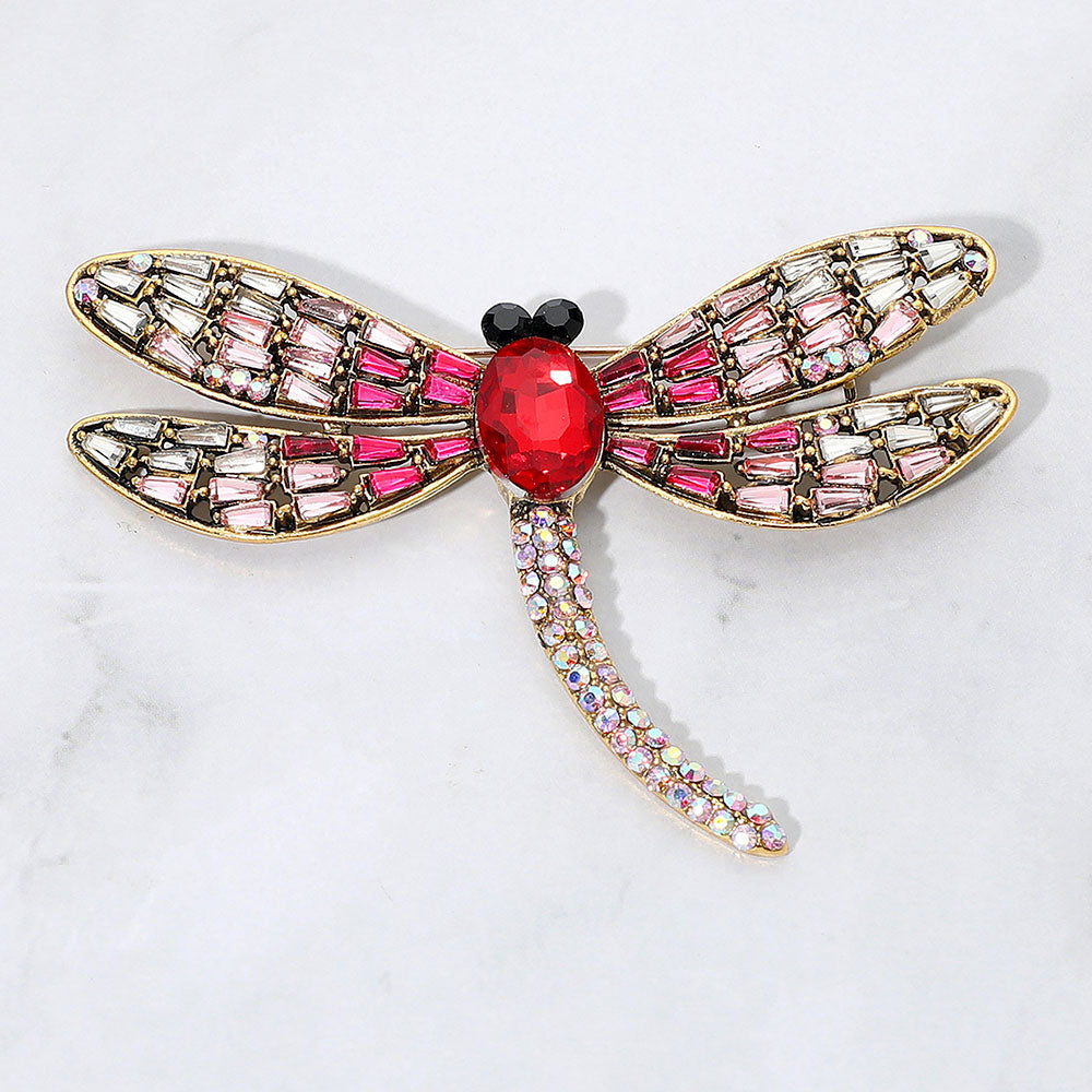 Crystal Wing Dragonfly Brooch