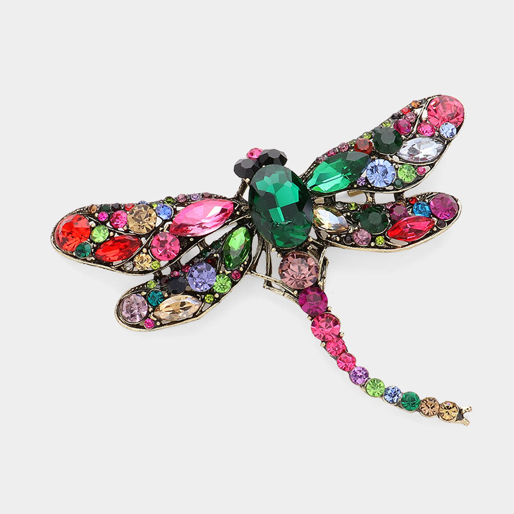 Oversized Crystal Dragonfly Brooch