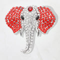 Crystal Elephant Brooch — Clear, Gold, Red color option