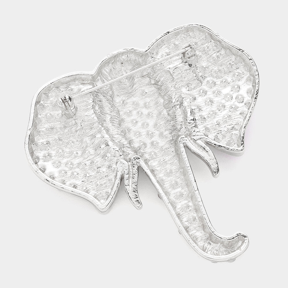 Crystal Elephant Brooch — Clear, Gold, Red color option