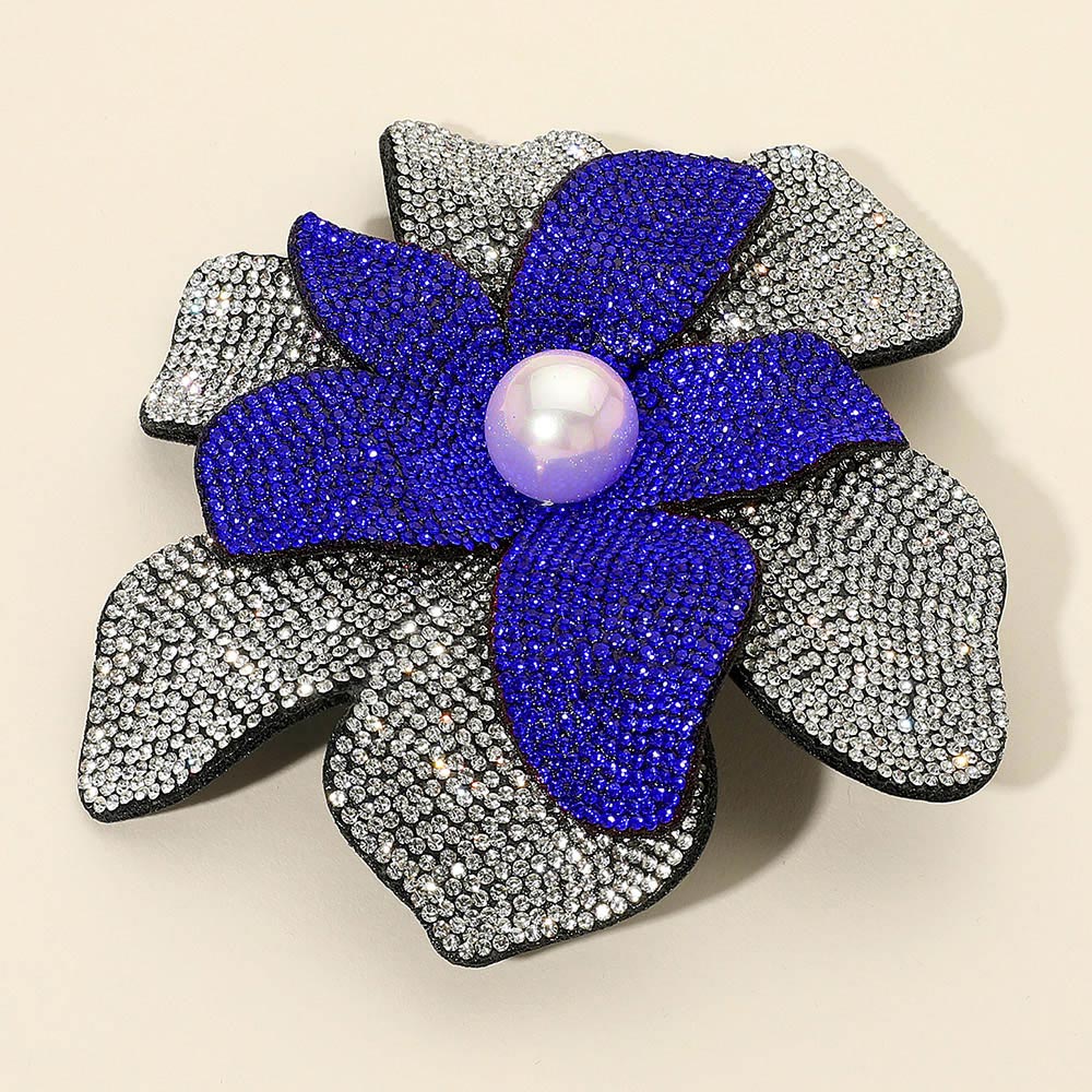 Oversized Pearl-Accent Crystal Flower Brooch & Hair Clip