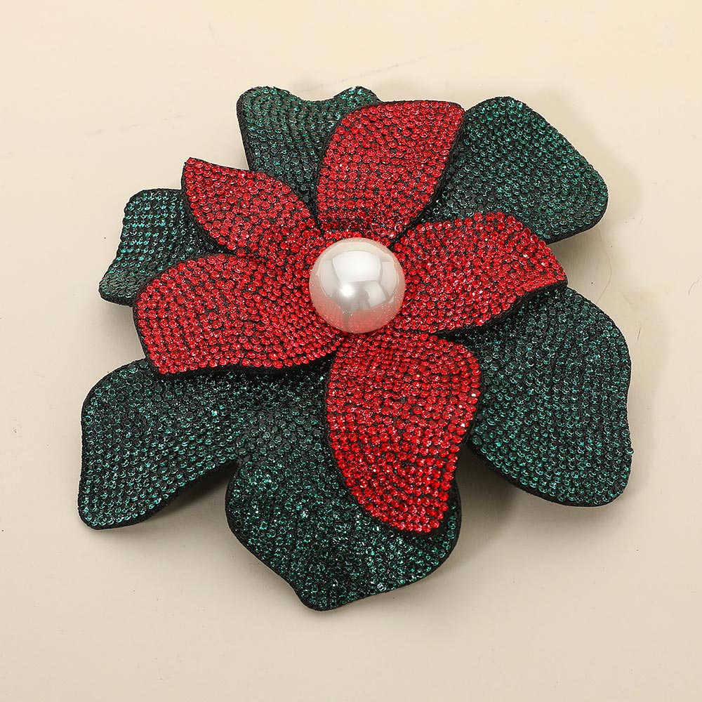 Oversized Pearl-Accent Crystal Flower Brooch & Hair Clip