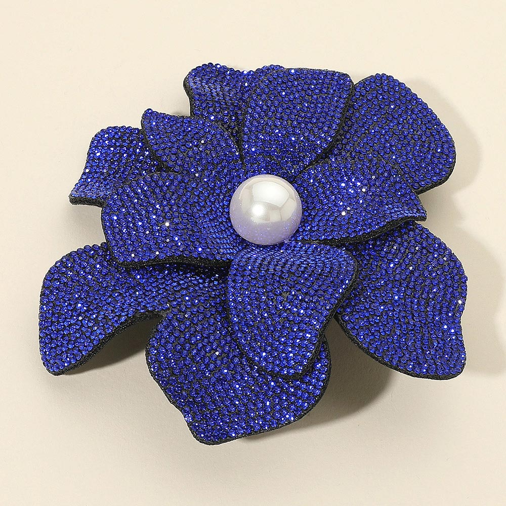 Oversized Pearl-Accent Crystal Flower Brooch & Hair Clip