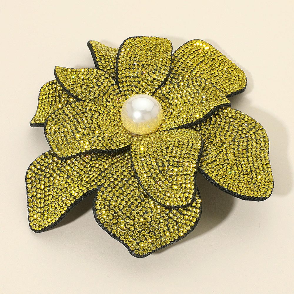 Oversized Pearl-Accent Crystal Flower Brooch & Hair Clip