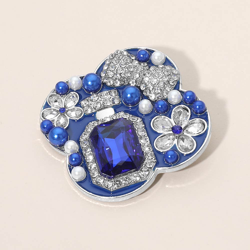 Pearl-Accent Floral Bow Brooch