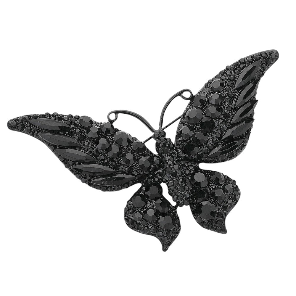 Glass Crystal Butterfly Brooch