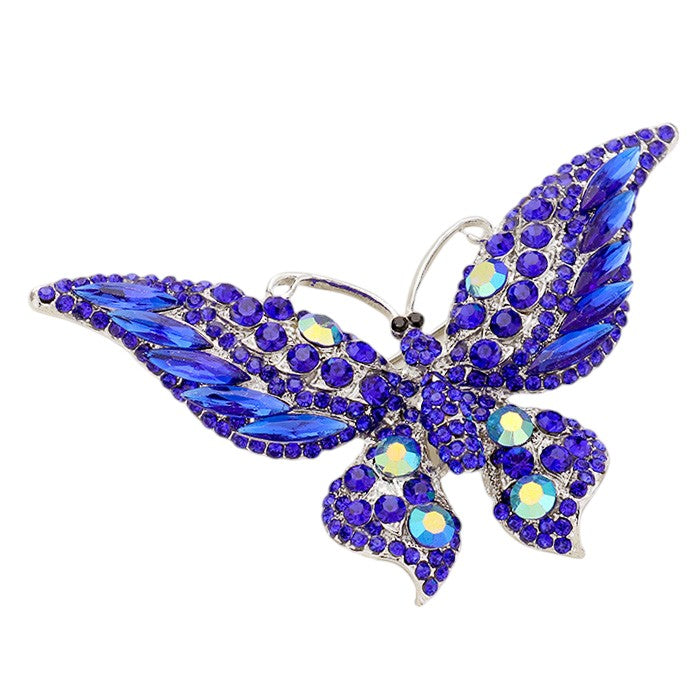 Glass Crystal Butterfly Brooch