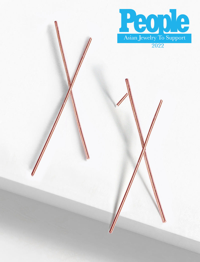 Chopstick Sterling Silver Drop Earrings