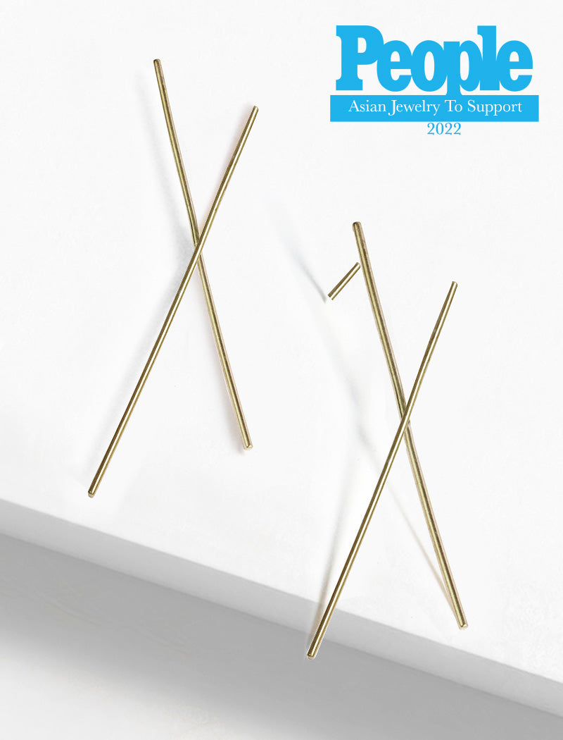 Chopstick Sterling Silver Drop Earrings