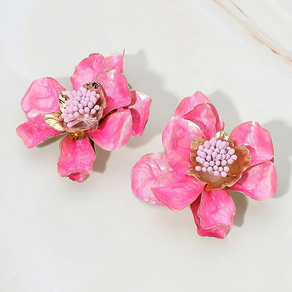 Sculpted Petal Flower Statement Earrings