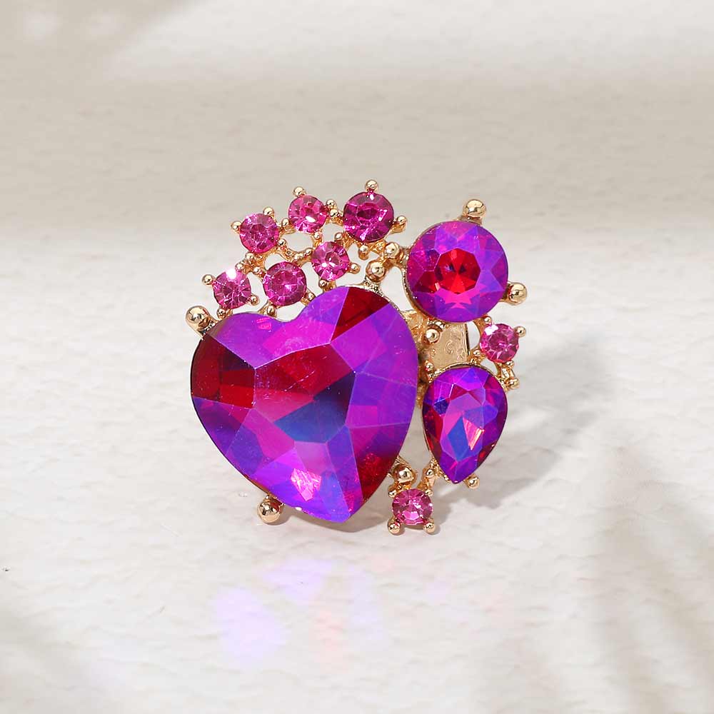 Heart Crystal Cluster Stretch Ring