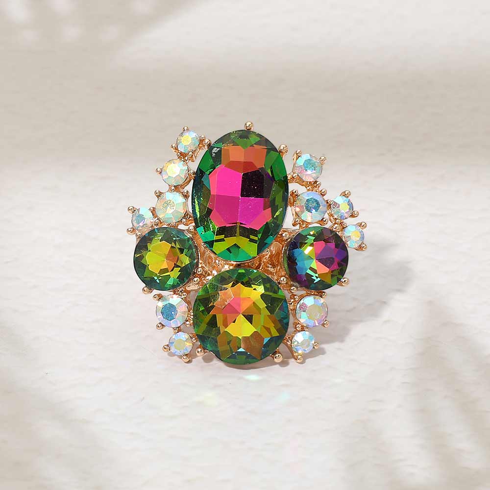 Oval Crystal Cluster Stretch Ring