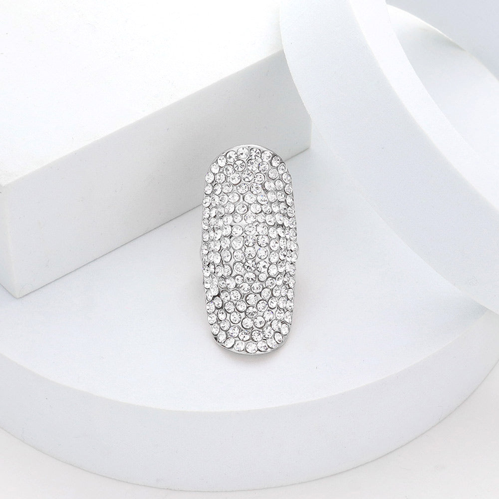 Crystal Pavé Stretch Cocktail Ring