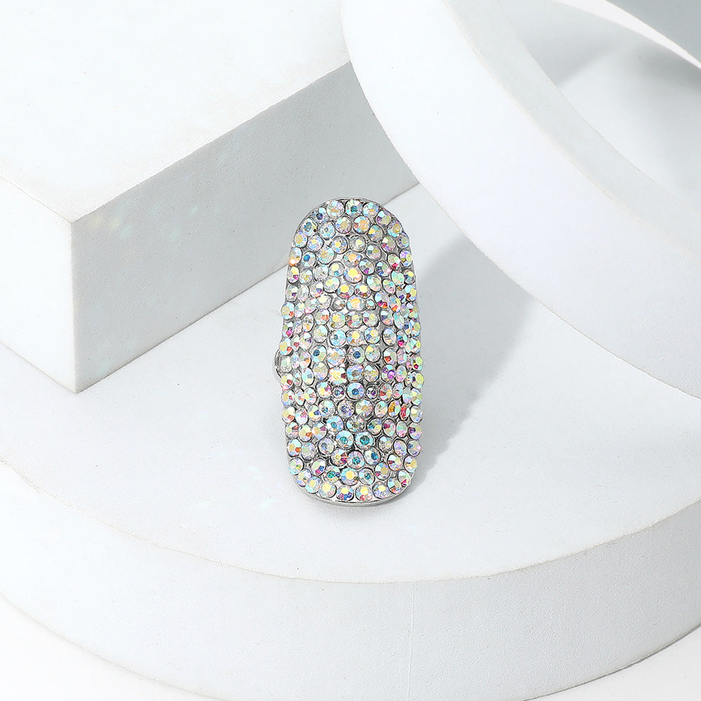 Crystal Pavé Stretch Cocktail Ring