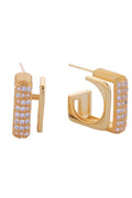 14K Bold Square Pave CZ Post Earring
