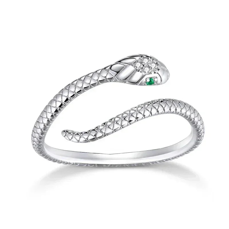 BAMOER Sterling Silver Snake Adjustable Ring