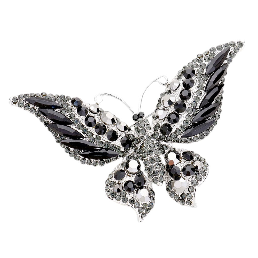Glass Crystal Butterfly Brooch
