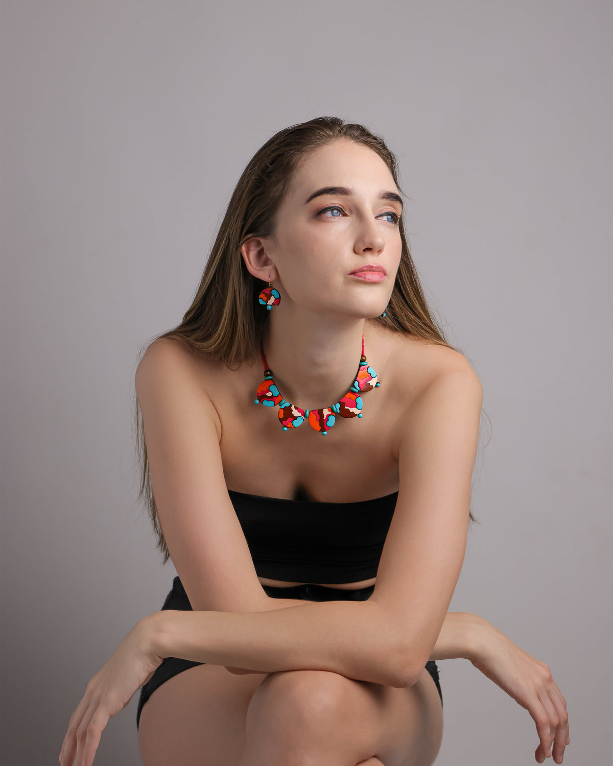 Colorful Semi-Circle Terracotta Choker Set