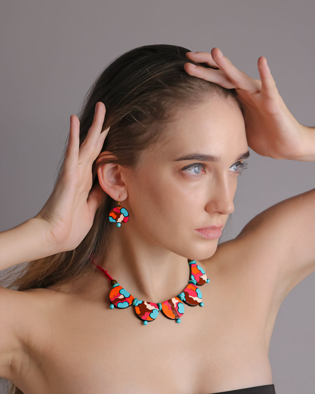 Colorful Semi-Circle Terracotta Choker Set