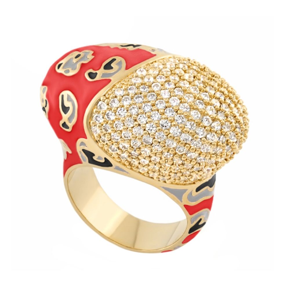 Fab Bold Enamel CZ Cocktail Ring