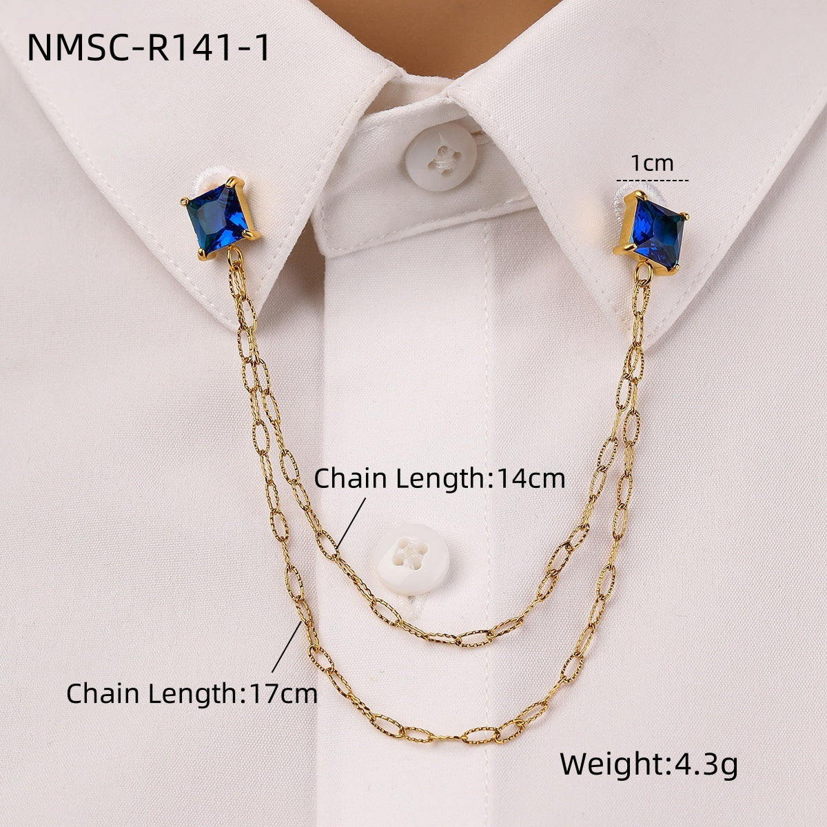 Stainless Steel Crystal Collar Pin