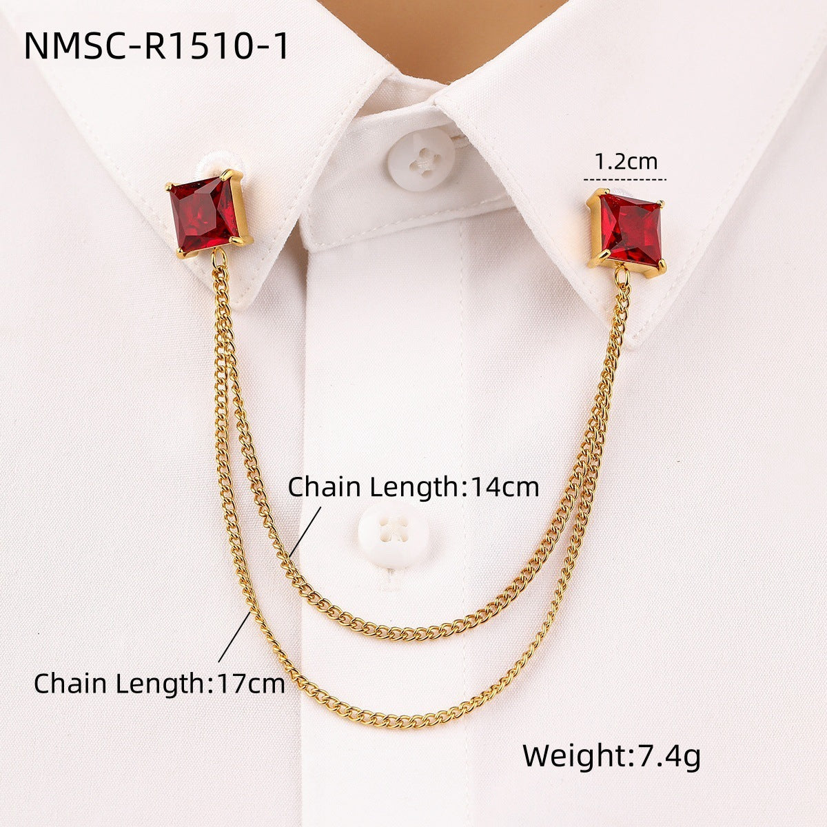 Stainless Steel Crystal Collar Pin