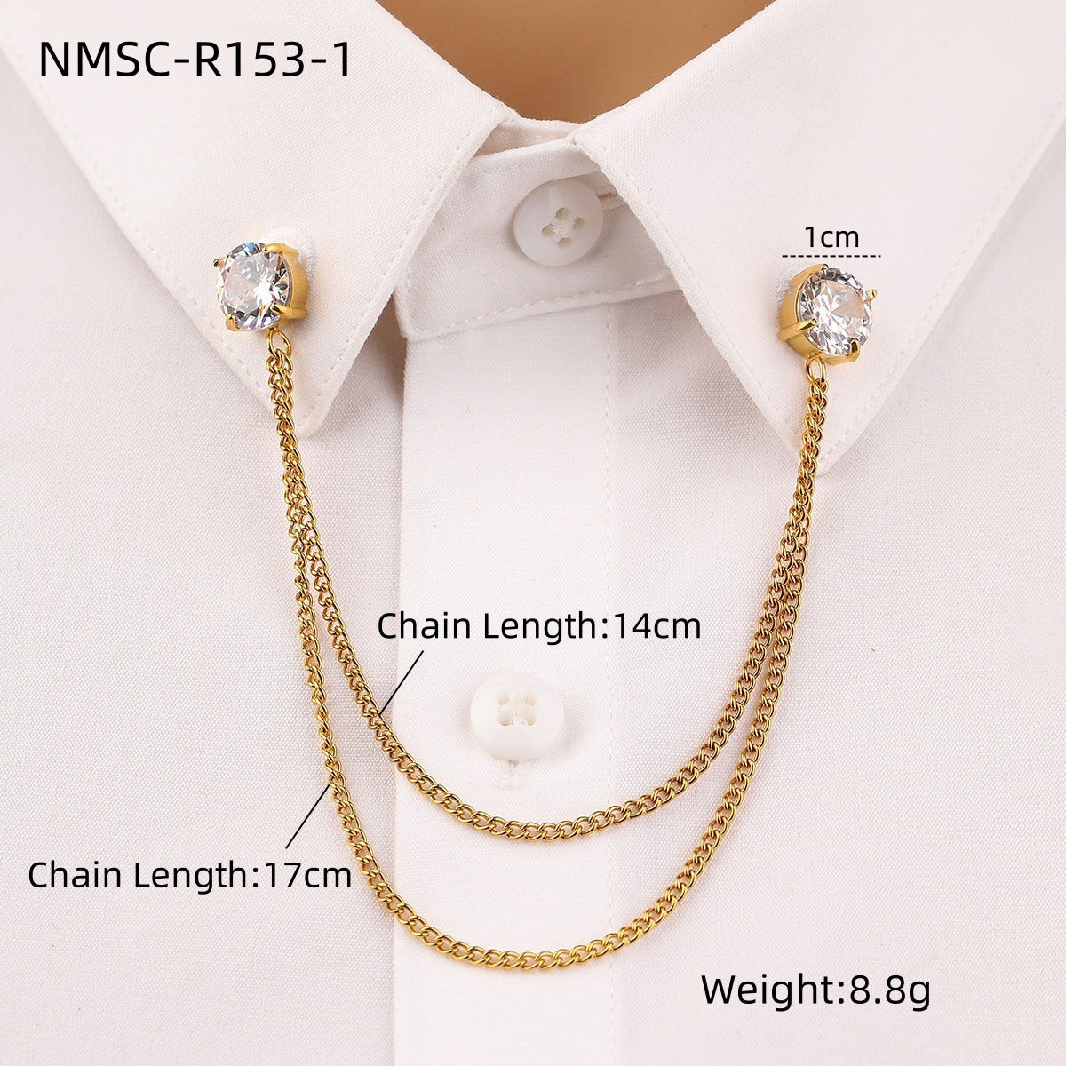 Stainless Steel Crystal Collar Pin